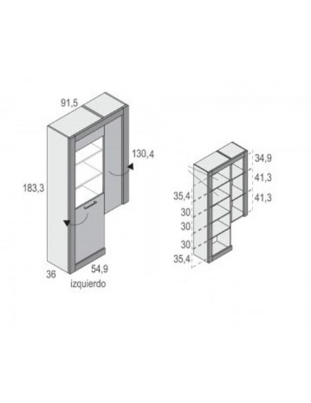Modulo con vitrina y puerta de cristal MILANO