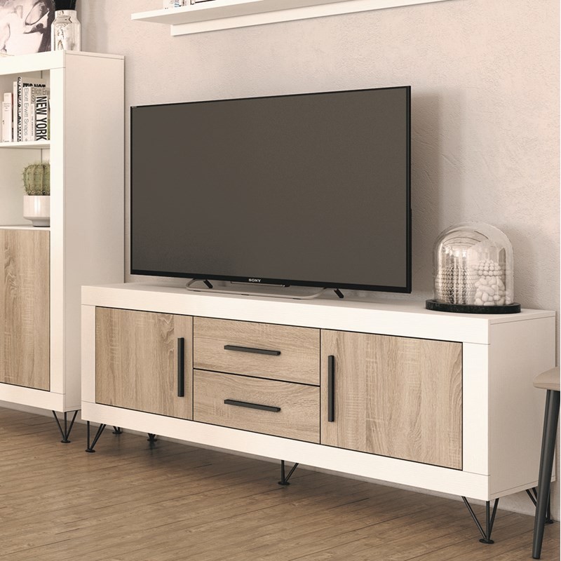 Mueble TV dos cajones y dos puertas 130 cm ROMA