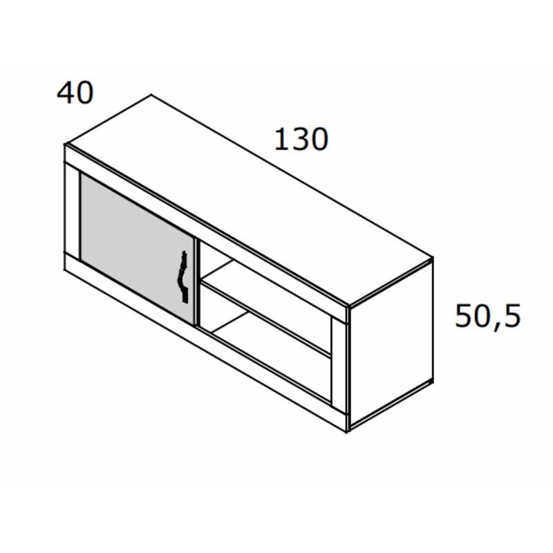 Mueble TV una puerta y dos huecos 130 cm ROMA