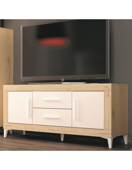Mueble TV dos cajones y dos puertas 130 cm ROMA