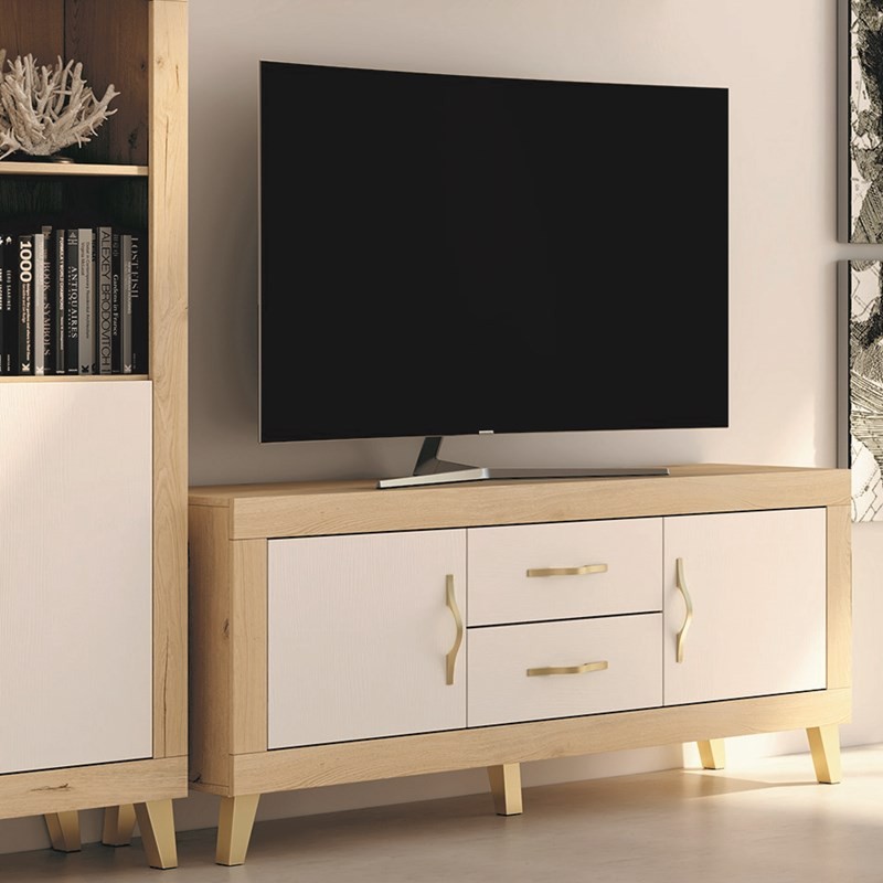 Mueble TV dos cajones y dos puertas 130 cm ROMA