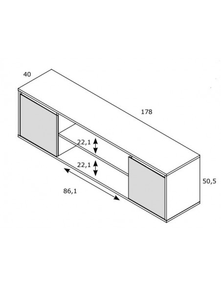 Mueble TV dos puertas y dos huecos 178 cm CHIARA