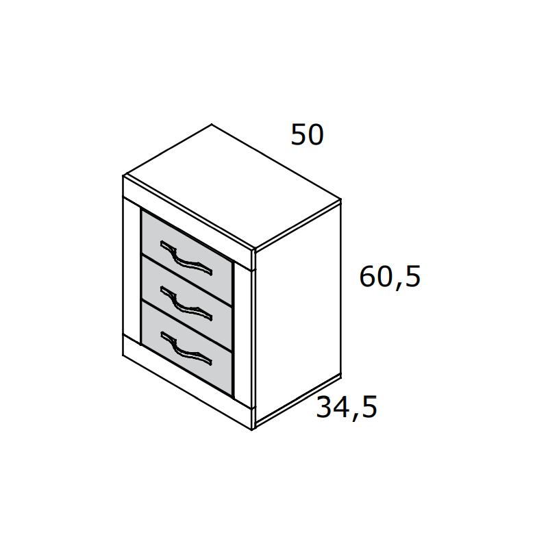 Mesita de noche tres cajones VIENA