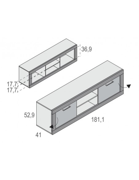 Mueble de tv dos puertas y dos huecos181 cm MILANO