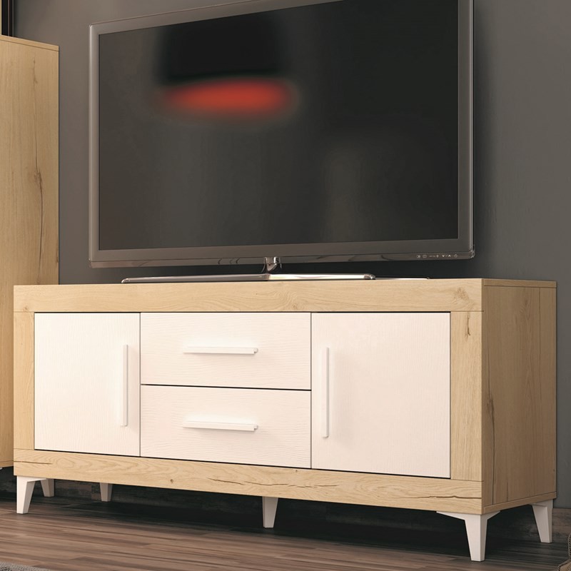 Mueble TV dos cajones y dos puertas 130 cm ROMA