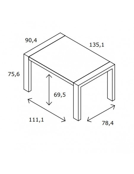 Mesa rectangular pata deslizante CHIARA