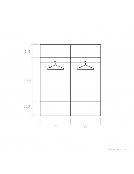 Armario dos puertas correderas ancho 200 altura 240 VIENA