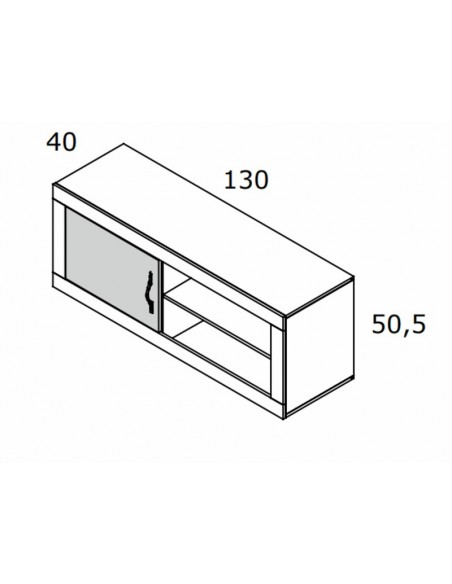 Mueble TV una puerta y dos huecos 130 cm ROMA
