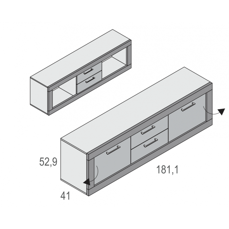 Mueble de tv dos puertas y dos cajones 181 cm...