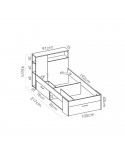 Cama compacta con cabezal estantería y arcón FABIEN