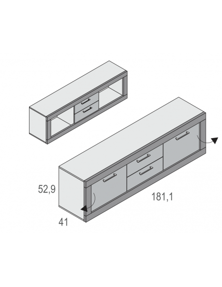 Mueble de tv dos puertas y dos cajones 181 cm MILANO