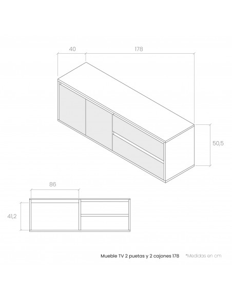 Mueble TV dos puertas y dos cajones 178 cm CHIARA