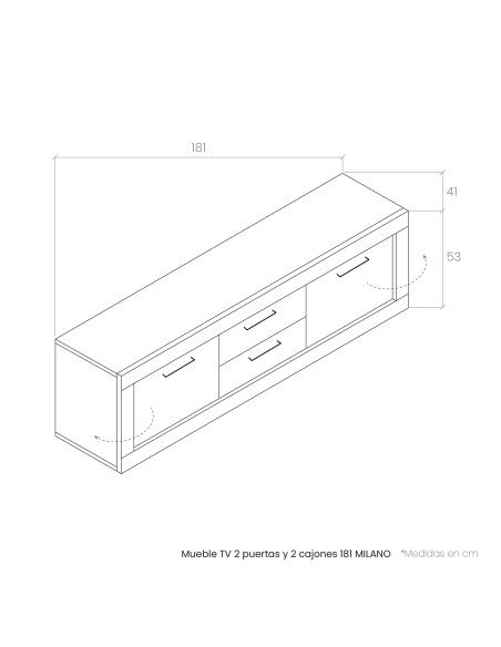 Mueble de tv dos puertas y dos huecos181 cm MILANO