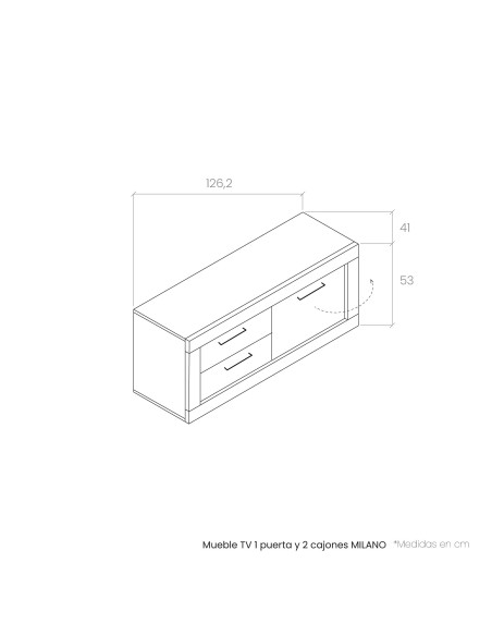 Mueble de televisión una puerta y dos cajones MILANO