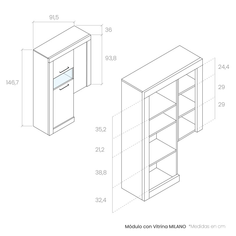 Modulo con vitrina MILANO