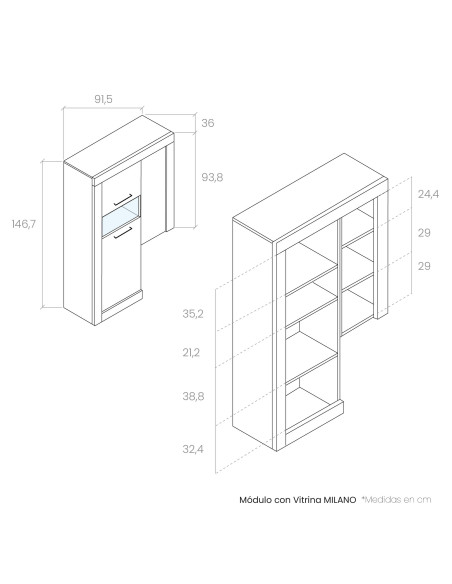 Modulo con vitrina MILANO