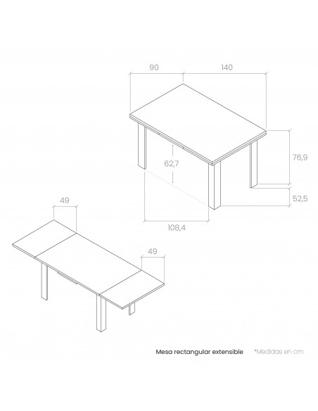 Mesa rectangular extensible CHIARA