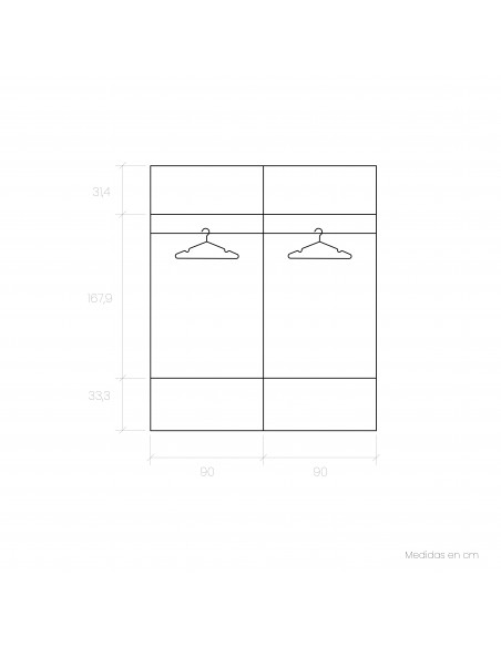 Armario dos puertas correderas altura 240 VIENA