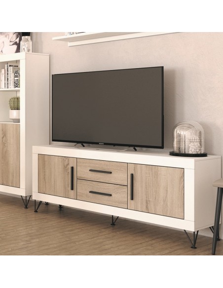 Mueble TV dos cajones y dos puertas 130 cm ROMA