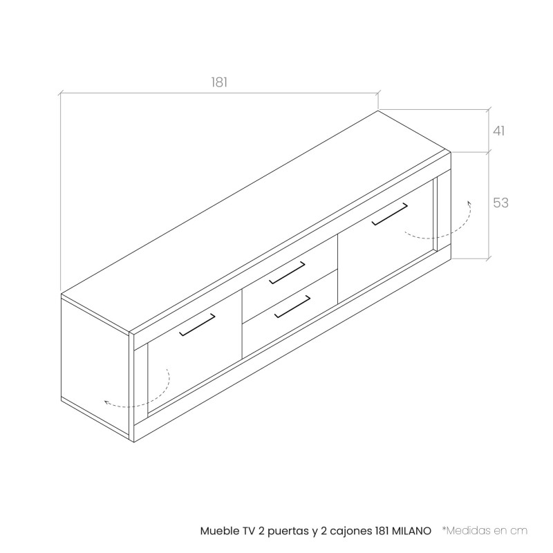 Mueble de tv dos puertas y dos huecos181 cm MILANO