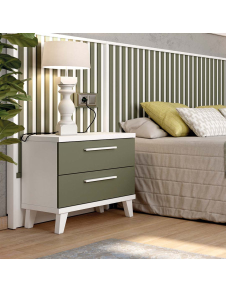 Mesita de noche dos cajones NILO