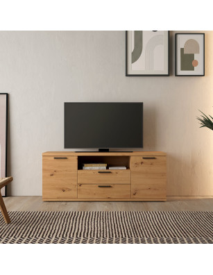 Cerdeña - Mueble Tv madera de pino con 2 cajones y 2 puertas