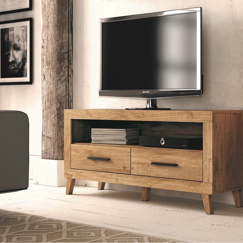 Mueble TV con zócalo o patas NORWAY 160cm con 1 puerta, 2 cajones y 2 hueco  (