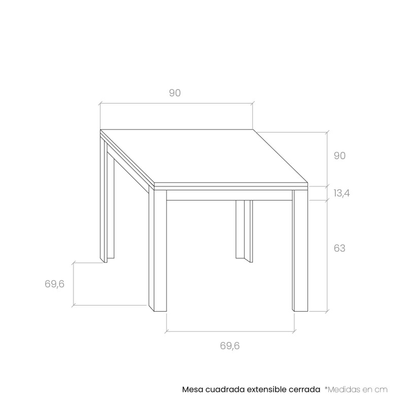 Mesa comedor cuadrada extensible DANIELA