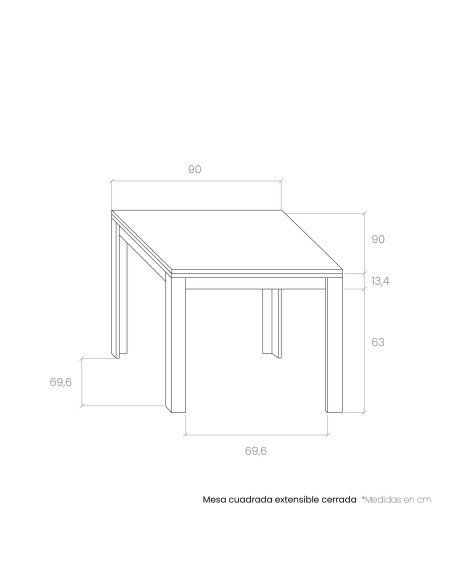 Mesa comedor cuadrada extensible DANIELA