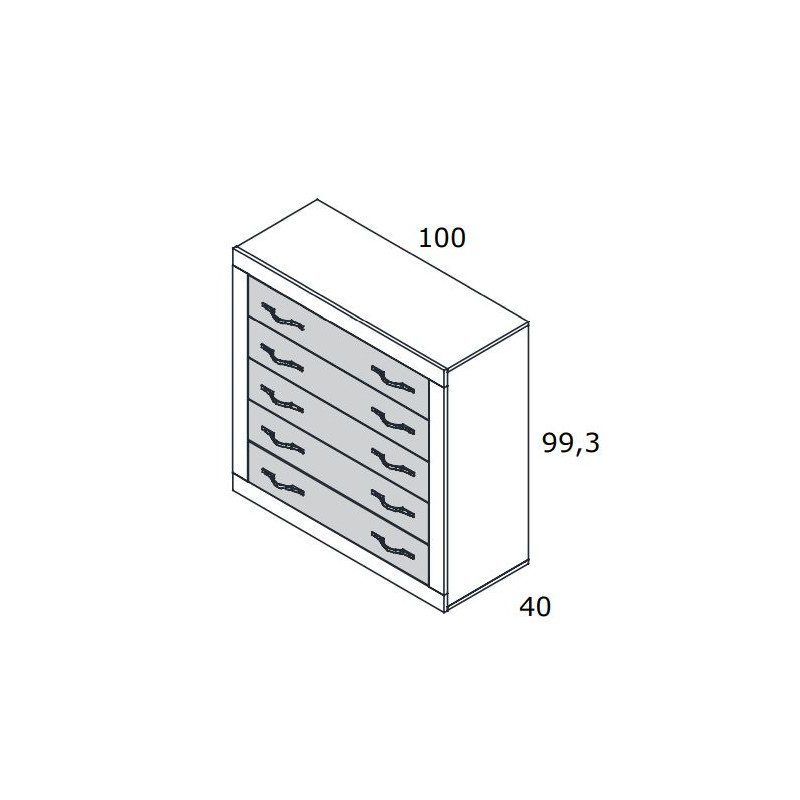 Cómoda de cinco cajones VIENA
