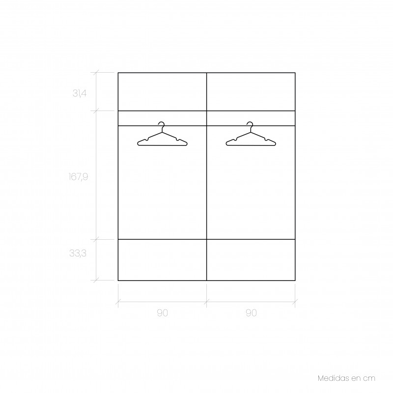 Armario dos puertas correderas altura 240 VIENA