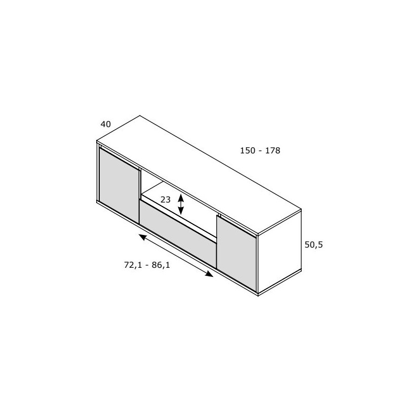 Mueble TV dos puertas y cajón 150 cm CHIARA