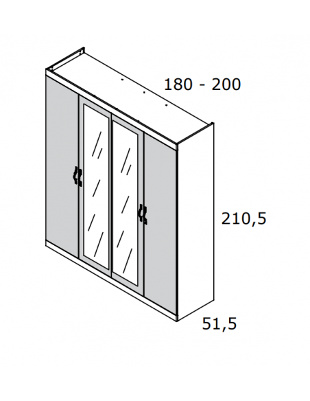 Armario cuatro puertas con lunas altura 240 VIENA