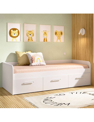 Dormitorio juvenil con cama arcón de 135 x 190 y zona estudio