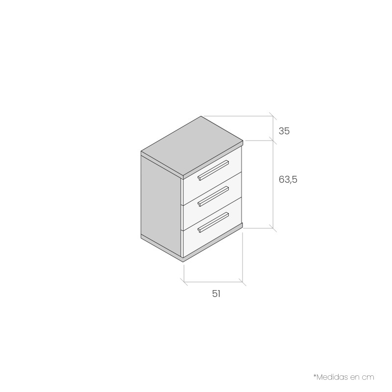 Mesita de noche tres cajones NILO