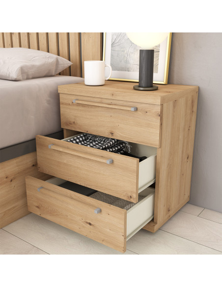 Mesita de noche tres cajones LENA