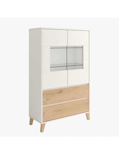 Vitrina dos puertas con cristalera y dos cajones CHIARA
