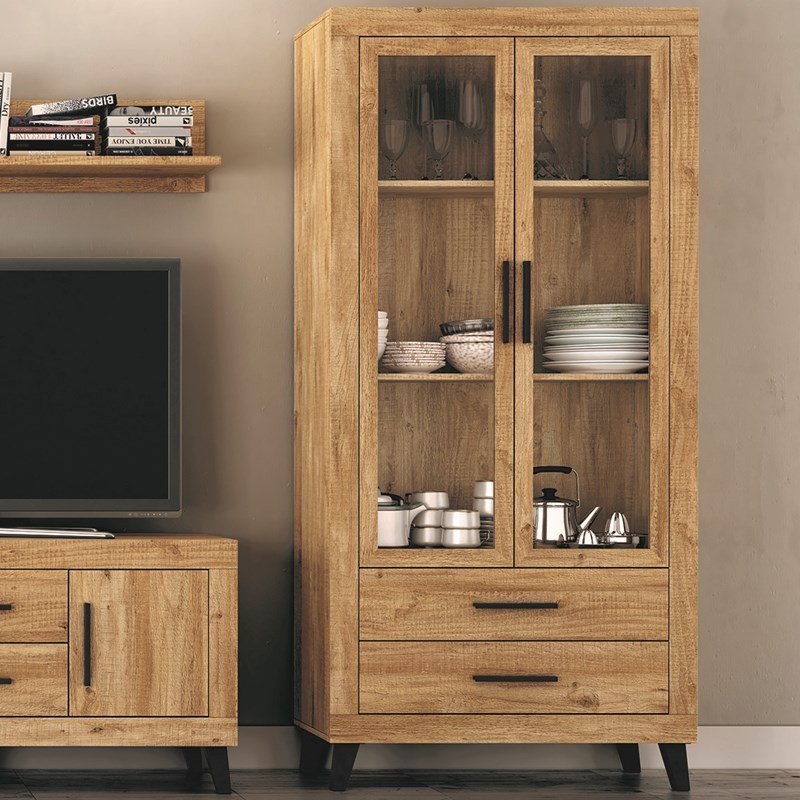 Vitrina dos puertas y dos cajones ROMA