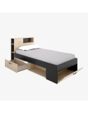 Cama compacta con cabezal estantería y arcón FABIEN
