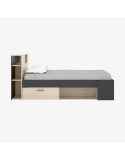 Cama compacta con cabezal estantería y arcón FABIEN