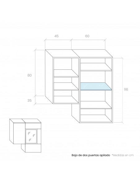 Bajo de dos puertas apilado DANIELA