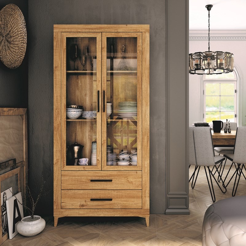 Vitrina dos puertas y dos cajones ROMA