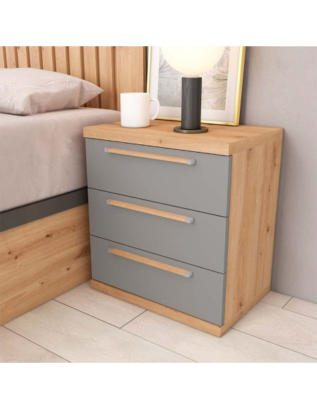 Mesita de noche tres cajones LENA