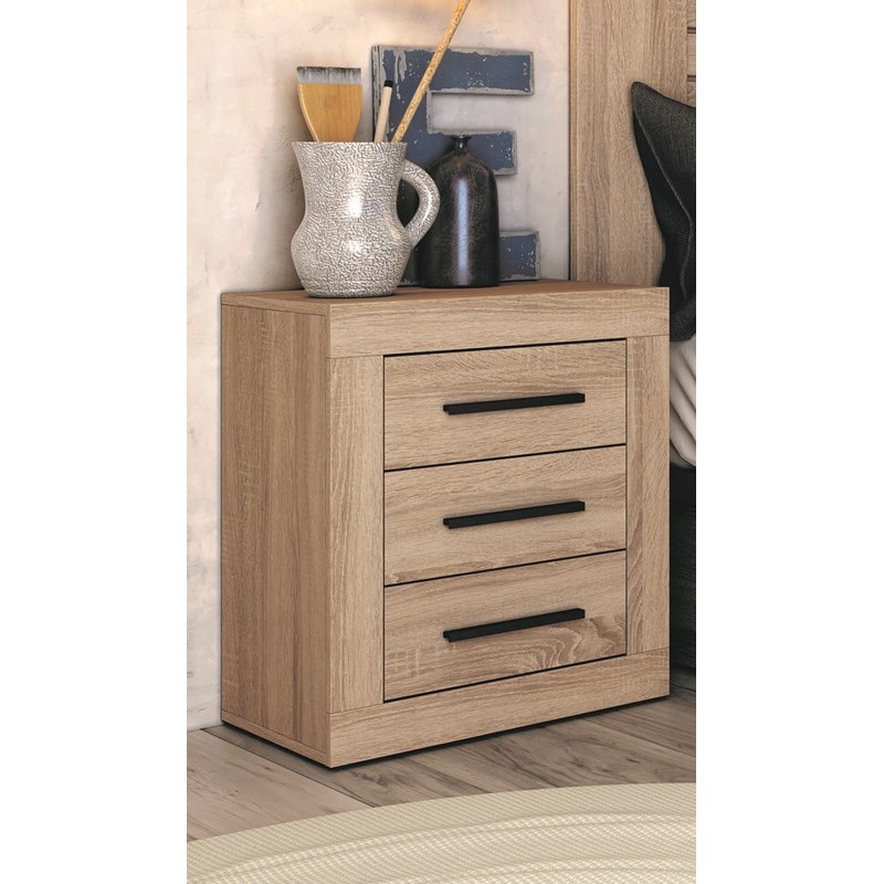 Mesita de noche tres cajones VIENA