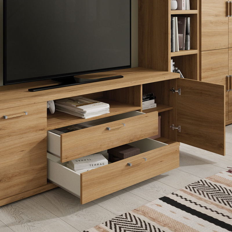 Mueble TV dos puertas, dos cajones y hueco MARCO