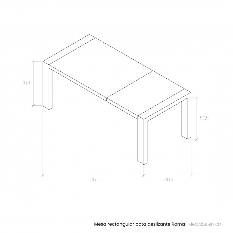 Mesa rectangular pata deslizante ROMA