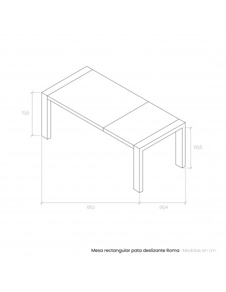 Mesa rectangular pata deslizante ROMA