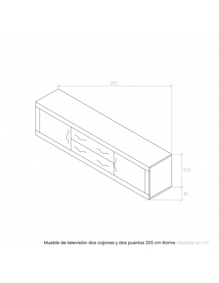 Mueble de televisión dos cajones y dos puertas 200 cm ROMA