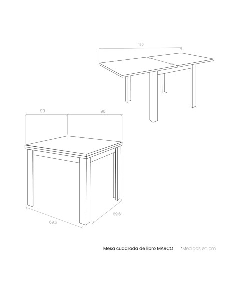 Mesa cuadrada de libro MARCO