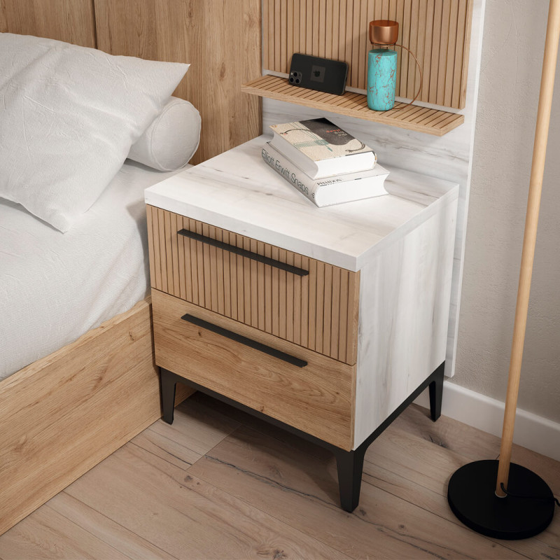 Mesita de noche dos cajones VALENTINA